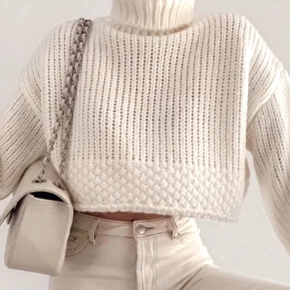 TIGER MIST LEONARDO KNIT JUMPER TURTLE NECK SWEATER CROPPED BALLON SLEEVES SZ L